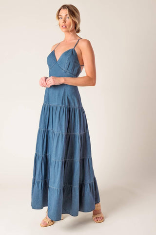 SUNDAY BEST CHAMBRAY MIDI DRESS - Glamourous Grace