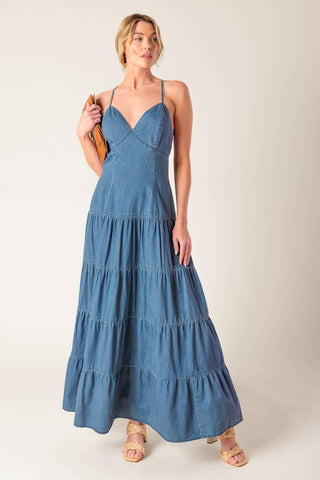 SUNDAY BEST CHAMBRAY MIDI DRESS - Glamourous Grace