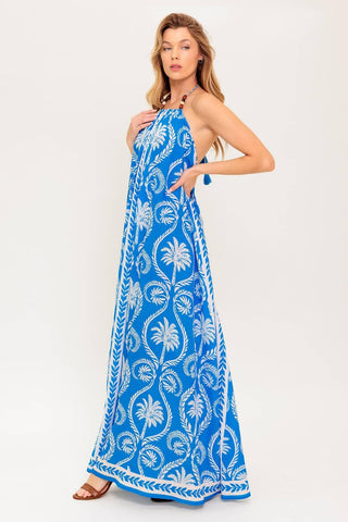FOR THE DREAMERS BLUE WOVEN MAXI DRESS - Glamourous Grace