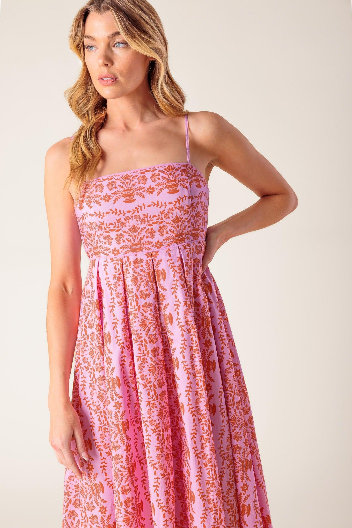 THE EVETTE PINK WOVEN MIDI DRESS - Glamourous Grace