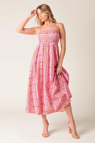 THE EVETTE PINK WOVEN MIDI DRESS - Glamourous Grace