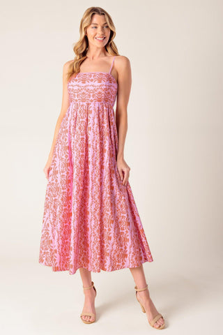 THE EVETTE PINK WOVEN MIDI DRESS - Glamourous Grace