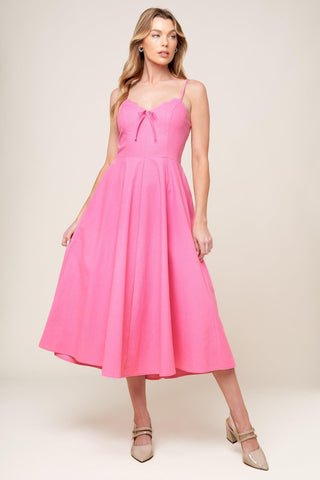 LET THE LIGHT PINK WOVEN MIDI DRESS - Glamourous Grace