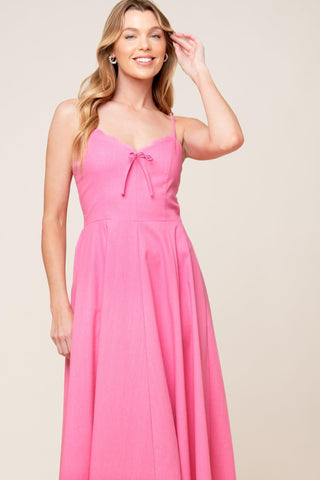 LET THE LIGHT PINK WOVEN MIDI DRESS - Glamourous Grace