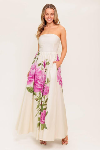 CAUGHT IN THE BREEZE FLORAL WOVEN MAXI DRESS - Glamourous Grace