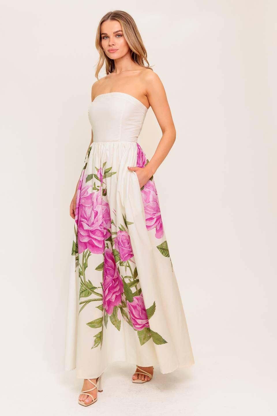 CAUGHT IN THE BREEZE FLORAL WOVEN MAXI DRESS - Glamourous Grace