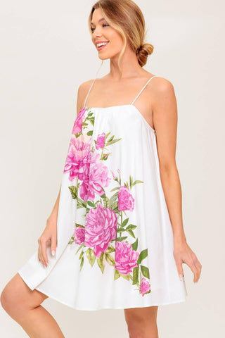 GARDEN WHISPERS PINK FLORAL WOVEN MINI DRESS - Glamourous Grace