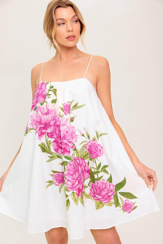 GARDEN WHISPERS PINK FLORAL WOVEN MINI DRESS - Glamourous Grace