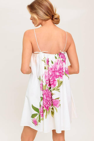 GARDEN WHISPERS PINK FLORAL WOVEN MINI DRESS - Glamourous Grace