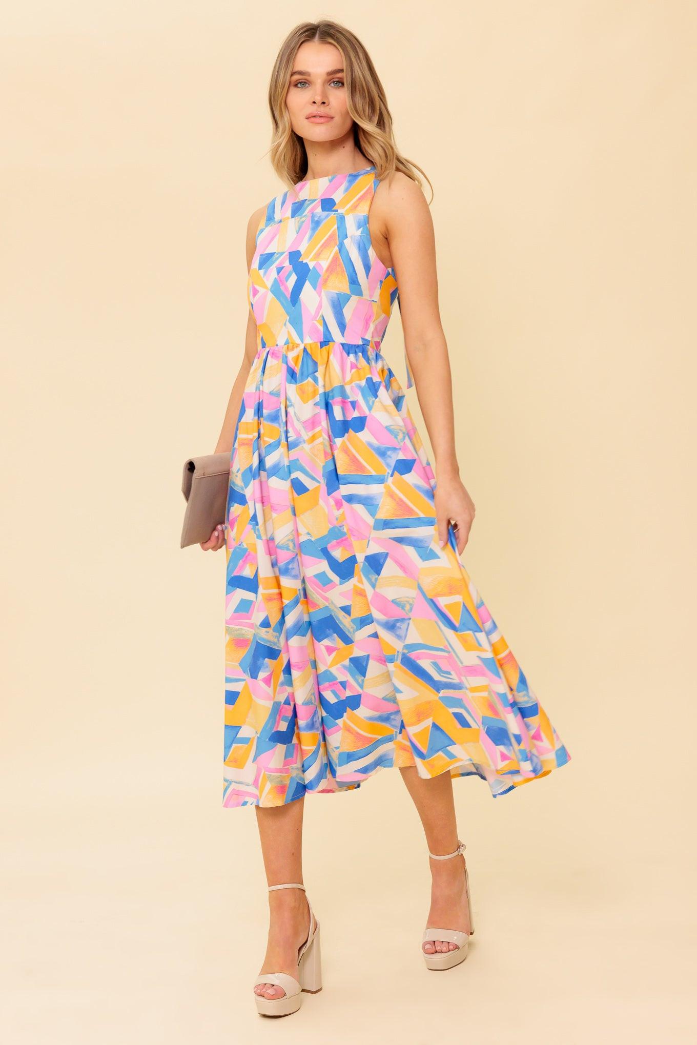 PATTON PARK BLUE WOVEN MIDI DRESS - Glamourous Grace
