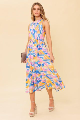 PATTON PARK BLUE WOVEN MIDI DRESS - Glamourous Grace