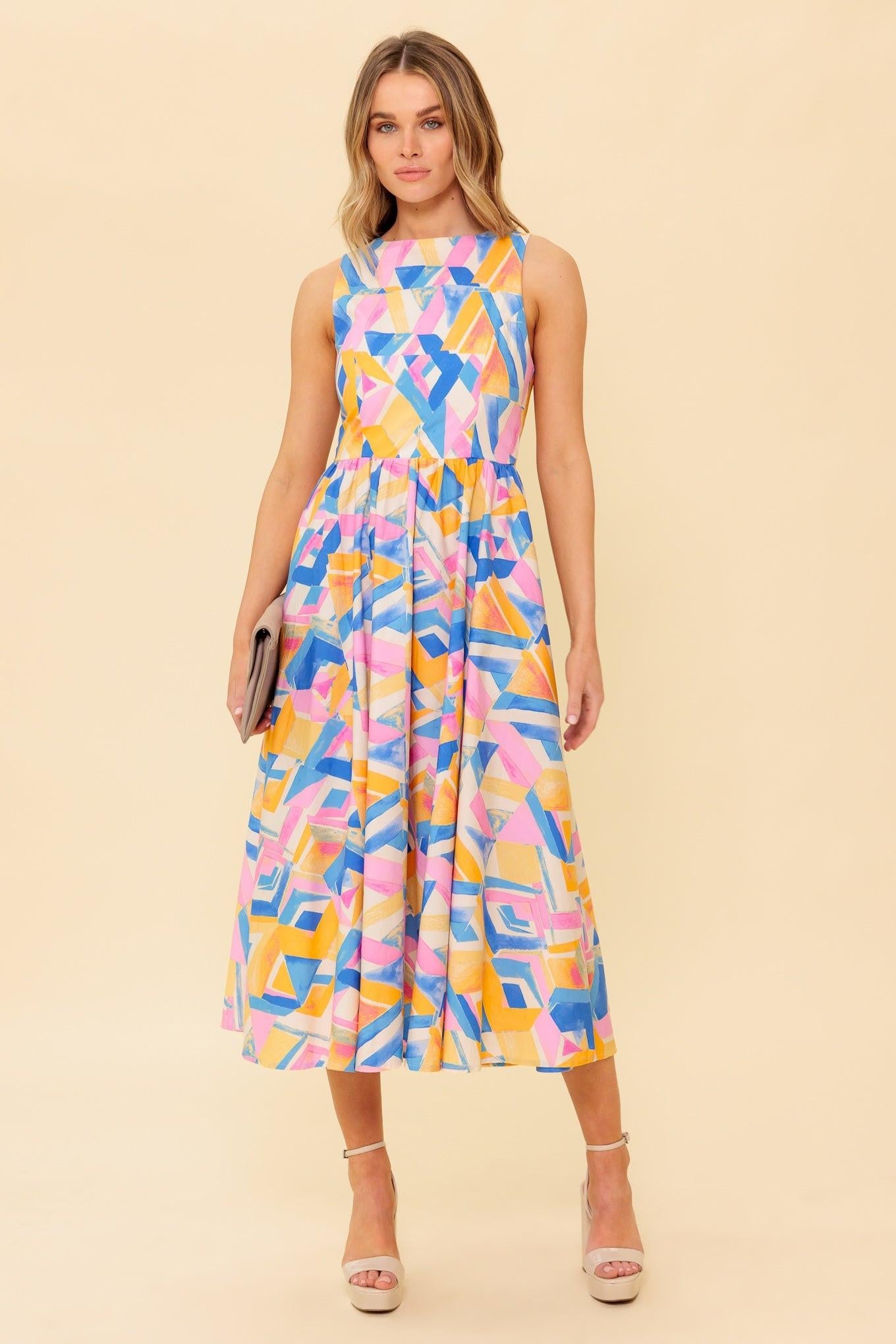 PATTON PARK BLUE WOVEN MIDI DRESS - Glamourous Grace