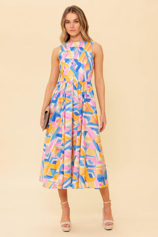 PATTON PARK BLUE WOVEN MIDI DRESS - Glamourous Grace