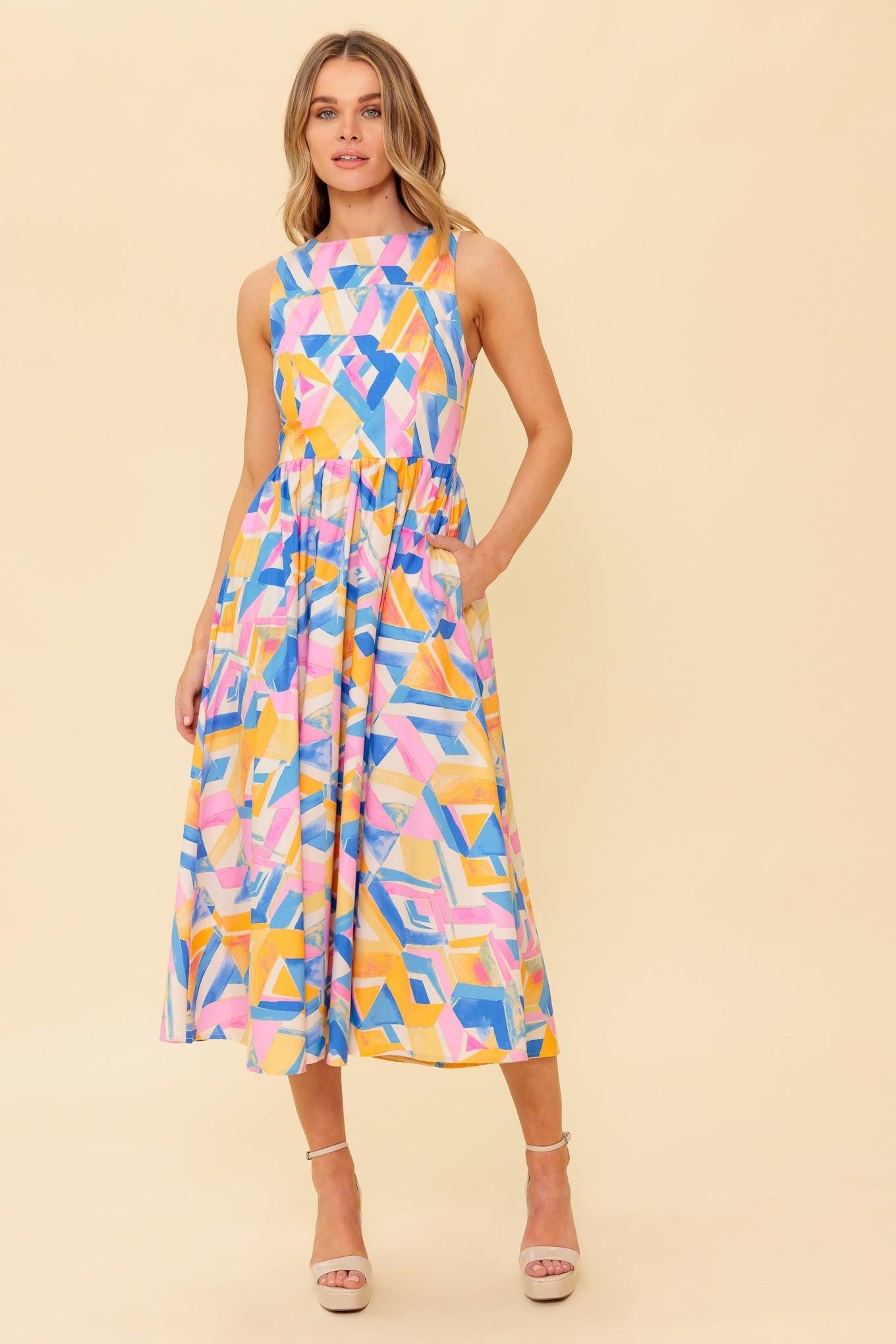 PATTON PARK BLUE WOVEN MIDI DRESS - Glamourous Grace