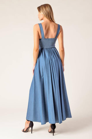 PASSIFLORA INDIGO DENIM MIDI DRESS - Glamourous Grace