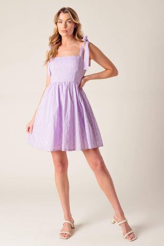 NIGHT TO REMEMBER LAVENDER WOVEN MINI DRESS - Glamourous Grace