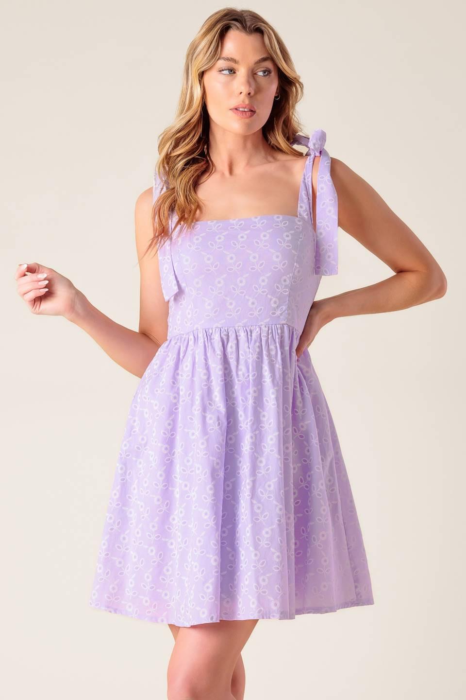 NIGHT TO REMEMBER LAVENDER WOVEN MINI DRESS - Glamourous Grace