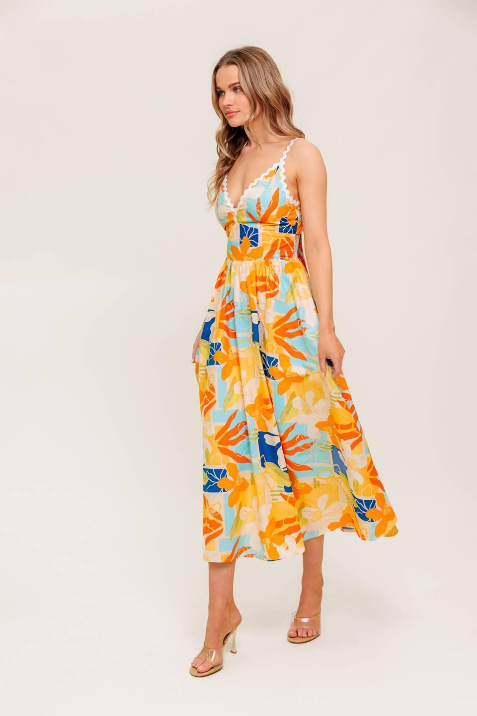 DAWN PETAL KISS WOVEN MIDI DRESS - Glamourous Grace