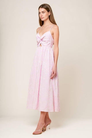 ALONG THE SHORE PINK WOVEN MIDI DRESS - Glamourous Grace