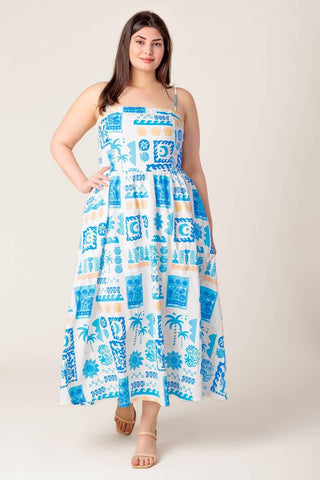 FLOWER GIRL BLUE WOVEN MIDI DRESS - Glamourous Grace