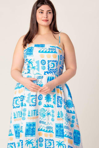 FLOWER GIRL BLUE WOVEN MIDI DRESS - Glamourous Grace