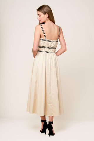 TERRIFIC TIMING CREAM WOVEN MIDI DRESS - Glamourous Grace
