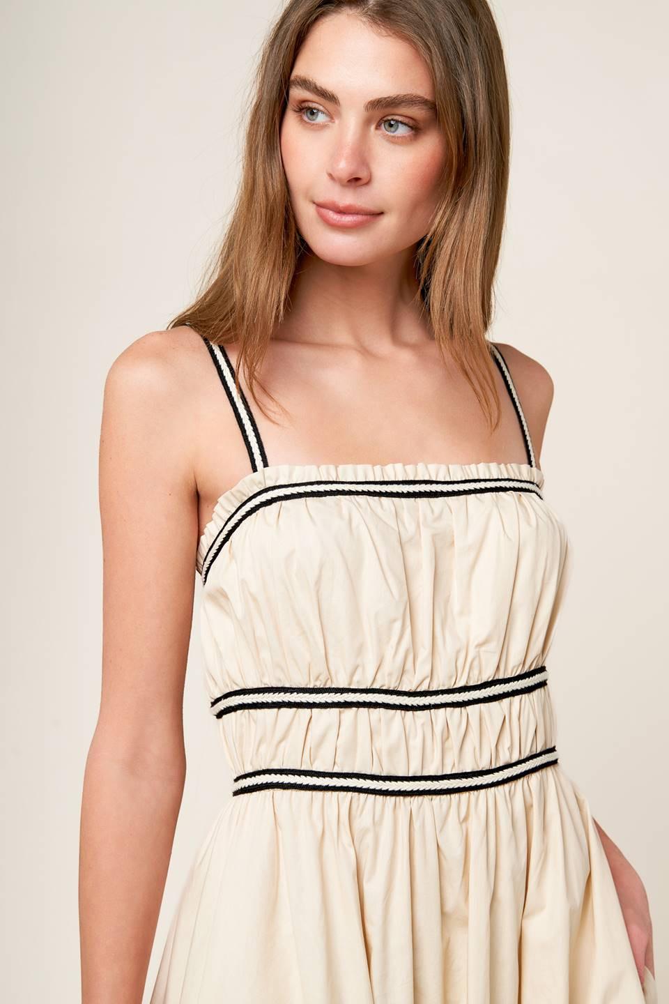 TERRIFIC TIMING CREAM WOVEN MIDI DRESS - Glamourous Grace