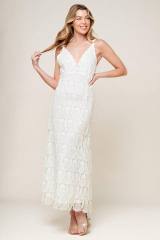 LOVING MENTALITY WHITE WOVEN LACE MIDI DRESS - Glamourous Grace