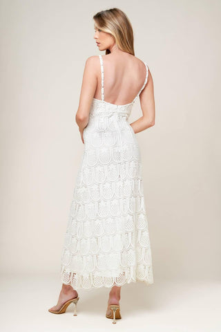 LOVING MENTALITY WHITE WOVEN LACE MIDI DRESS - Glamourous Grace