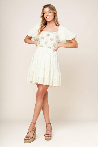 LOLA GRASS CREAM WOVEN MINI DRESS - Glamourous Grace