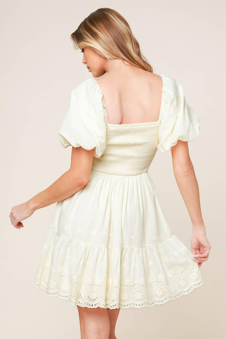 LOLA GRASS CREAM WOVEN MINI DRESS - Glamourous Grace