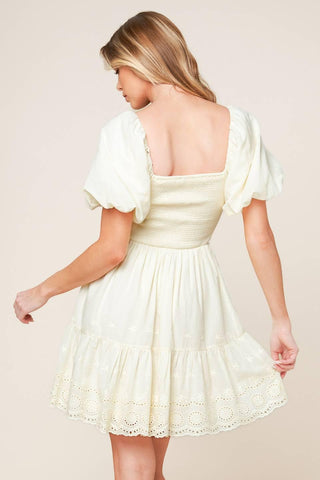 LOLA GRASS CREAM WOVEN MINI DRESS - Glamourous Grace