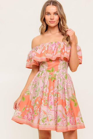 WHISPERING CORAL WOVEN MINI DRESS - Glamourous Grace