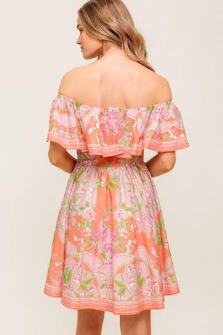 WHISPERING CORAL WOVEN MINI DRESS - Glamourous Grace