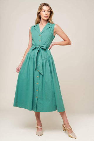 WISHING WELL TEAL GREEN WOVEN MIDI DRESS - Glamourous Grace
