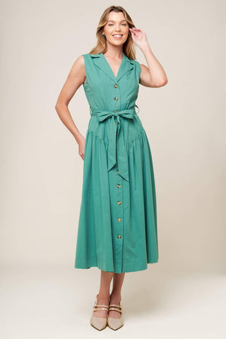WISHING WELL TEAL GREEN WOVEN MIDI DRESS - Glamourous Grace