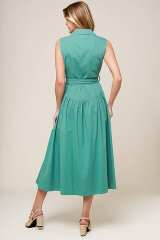 WISHING WELL TEAL GREEN WOVEN MIDI DRESS - Glamourous Grace
