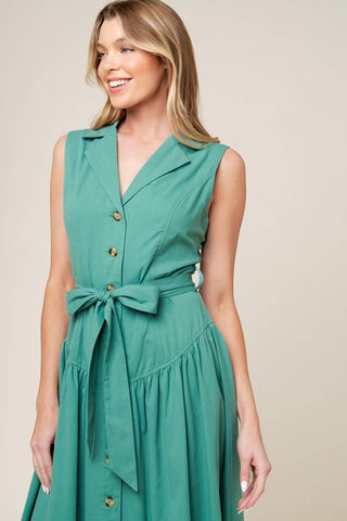 WISHING WELL TEAL GREEN WOVEN MIDI DRESS - Glamourous Grace