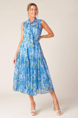 EVER AFTER POWER BLUE WOVEN MIDI DRESS - Glamourous Grace