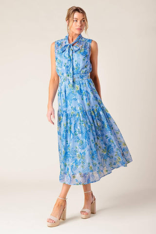 EVER AFTER POWER BLUE WOVEN MIDI DRESS - Glamourous Grace