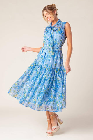 EVER AFTER POWER BLUE WOVEN MIDI DRESS - Glamourous Grace