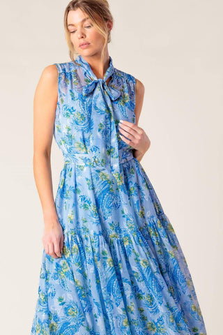 EVER AFTER POWER BLUE WOVEN MIDI DRESS - Glamourous Grace