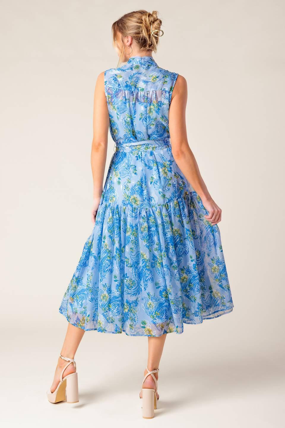 EVER AFTER POWER BLUE WOVEN MIDI DRESS - Glamourous Grace