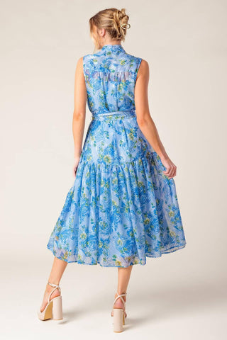 EVER AFTER POWER BLUE WOVEN MIDI DRESS - Glamourous Grace