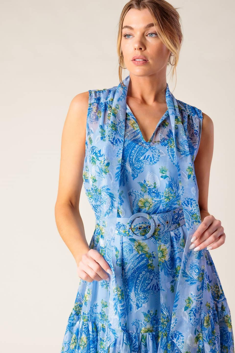 EVER AFTER POWER BLUE WOVEN MIDI DRESS - Glamourous Grace