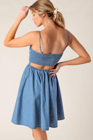 BACK IN LOVE DENIM MINI DRESS - Glamourous Grace