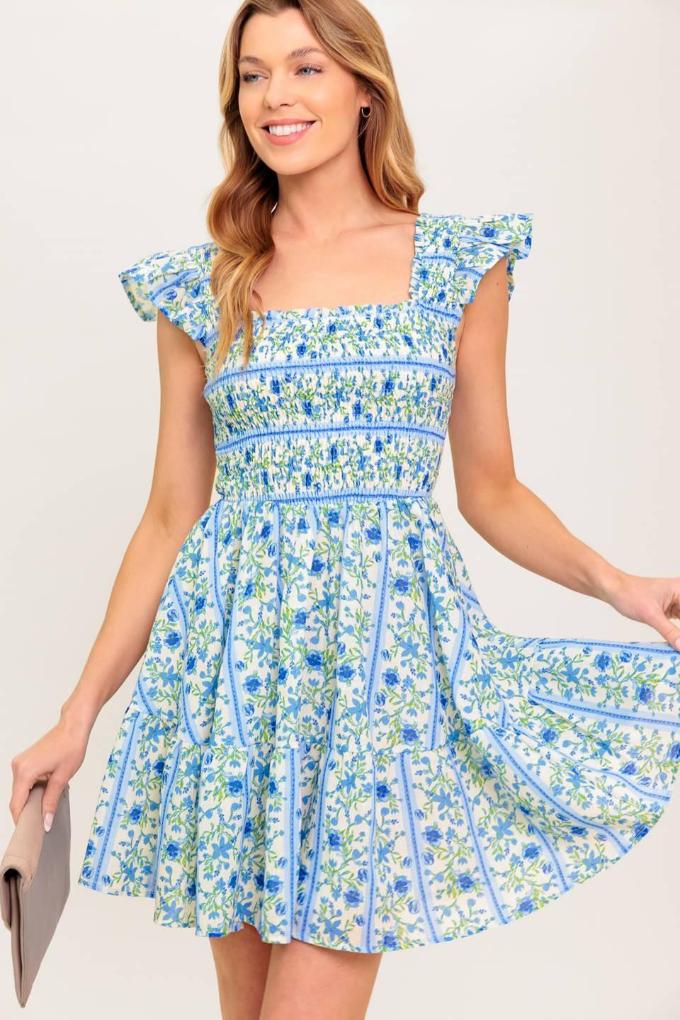 FAIRFAX GERANIUM WOVEN MINI DRESS - Glamourous Grace