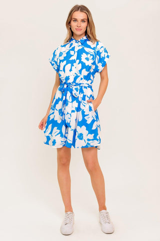 CITRUS CRUSH BLUE WOVEN MINI DRESS - Glamourous Grace