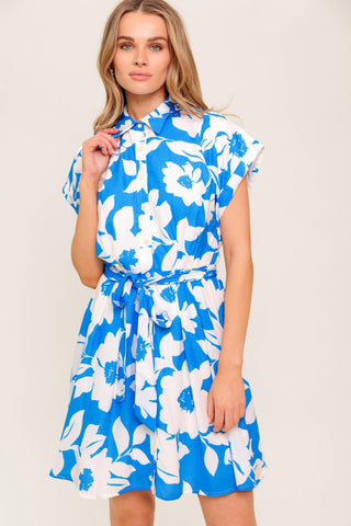CITRUS CRUSH BLUE WOVEN MINI DRESS - Glamourous Grace