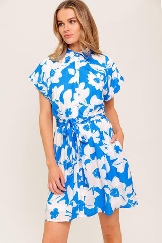 CITRUS CRUSH BLUE WOVEN MINI DRESS - Glamourous Grace
